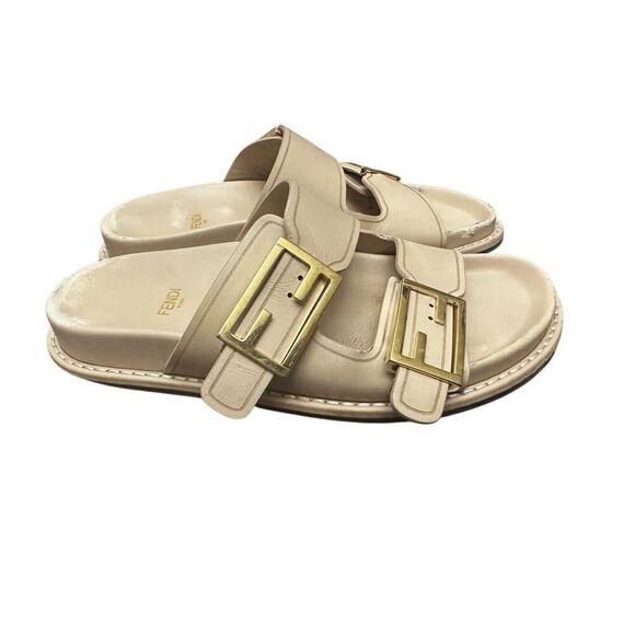 Fendi Zucca FF Logo Leather Slides Women's Size: - Picture 3 of 11